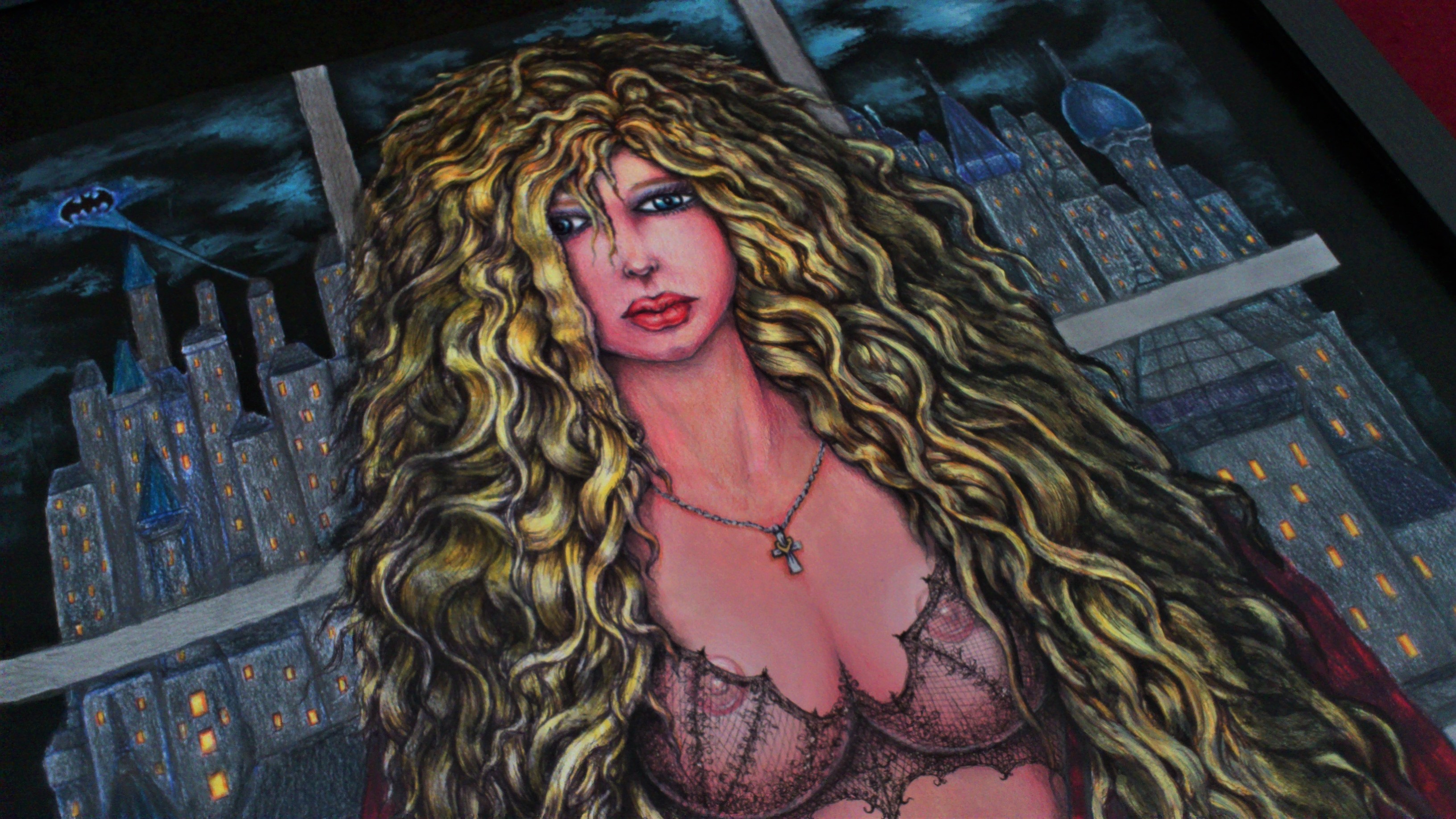 Angel Piangelo Papangelo; Vicki Vale In GC Batman, 2018, Original Painting Acrylic, 50 x 65 cm. Artwork description: 241 A<< Vicki Vale in Gotham CityA>> by Angel P.  Painting with Acrylic colors and color pencils - a Special and Unique Technique applied that makes the Painting looks like an oil Painting on a Canvas, although no oils used and also more Permanent needs no protective glass, alike the ...