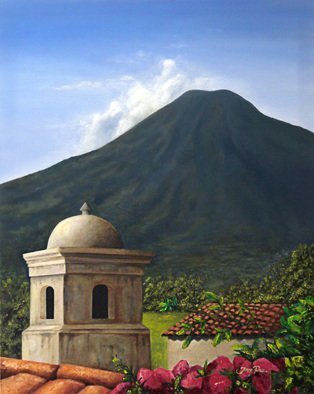 Jorge Paz; Antigua Guatemala, 2019, Original Painting Oil, 24 x 30 inches. Artwork description: 241 Landscape, volcano, Guatemala...