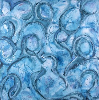 Andrea Mulcahy; Swimming Upstream, 2019, Original Painting Acrylic, 36 x 38 inches. Artwork description: 241 Swimming Upstream in a Sea of Dominance...