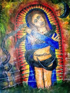 Anna-Marie Lopez; Virgen, 2013, Original Painting Acrylic, 36 x 48 inches. Artwork description: 241 Our Lady of Guadalupe is really Coatlaxopeuh, another name for Earth MotherA ...