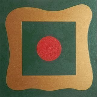 Anna Shchelochkova; Orange Square, 2018, Original Painting Oil, 80 x 80 cm. Artwork description: 241 abstract, conceptual, geometric, square, circle, red, green...