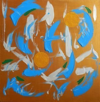 Anna Shchelochkova; Spring Sky, 2013, Original Painting Acrylic, 50 x 50 cm. Artwork description: 241 abstract, conceptual, square, circle, yellow, blue, white, green, golden...