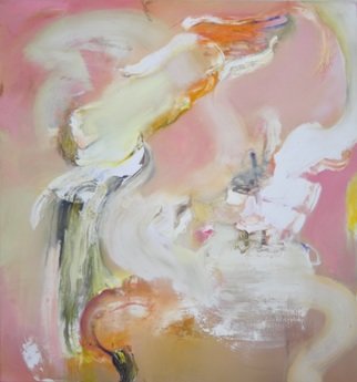 Anne Schwartz; 326 Peony, 2018, Original Painting Oil, 42 x 45 inches. Artwork description: 241 PinkFlowerPeonyAbstractAsian feelMedium sizeTextureWhiteOrangeBlack...