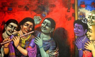 Pramod Apet; Radha, 2017, Original Painting Acrylic, 60 x 36 inches. Artwork description: 241 beautiful expression, boy, friends, noughty, smiling faces, acrylic , indian art, playing, nice color, child hood, figurative, children, decoration, house, happy, festival, Radha, Krishna, love, lovely...