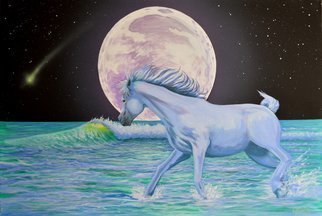 Environmental Artist Apollo; Comet Wave Mustang Moon, 2015, Original Painting Acrylic, 36 x 24 inches. Artwork description: 241 Comet Wave Mustang Moonby Apollo, World Renown Environmental Artist.  A White Wild Mustang takes a romp through the surf against a full moon as a translucent wave breaks in the distanceThis beautiful painting is looking for a home.  Apollo will donate a percentage of the sale to ...