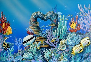 Environmental Artist Apollo; Reef Luvin It, 2011, Original Painting Acrylic, 36 x 24 inches. Artwork description: 241  Reef Luvin ItTropical Reef fish ...