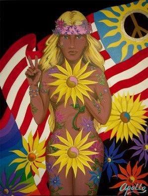 Environmental Artist Apollo, 'Remember Miss Liberty', 2008, original Painting Acrylic, 36 x 48  x 2 inches. Artwork description: 1911  This original was created in the festive spirit of Woodstock.  40 years ago, 500,000 young people gathered for three days of Peace, Love and Rock n Roll.  A beautiful moment in Time.  I have added an extra flower in photoshop.  Not on originalThis painting will ...