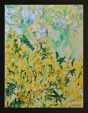 Environmental Artist Apollo; Field Of Greens, 2017, Original Painting Acrylic, 18 x 24 inches. Artwork description: 241 this abstract impressionistic painting lets your mind wander through a field of wildflowers on a sunny day...