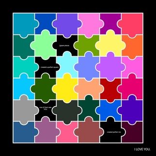 W Arisara; Puzzle, 2020, Original Digital Art, 9 x 9 inches. Artwork description: 241 Weird shape jigsaw pieces created a perfect whole. ...