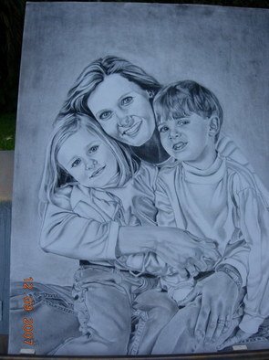 Ariane Nicole; Elizabeth, Jamie, And Katie, 2008, Original Drawing Charcoal, 18 x 24 inches. Artwork description: 241  Portrait in charcoal for private commission  ...