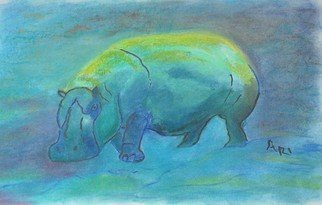 Ari Rajsbaum; Hipopotam, 2018, Original Painting Other, 59 x 41.5 cm. Artwork description: 241 This painting is part of a group called  Wise Animals ...