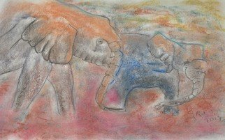 Ari Rajsbaum; Madre E Hijo, 2017, Original Pastel, 59 x 41.5 cm. Artwork description: 241 This image is part of a group of paintings called aEURoeWise AnimalsaEUR...