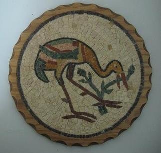 Ahmad Rayyan; Big Bird, 2009, Original Mosaic, 26 x 26 cm. Artwork description: 241  a copy of an ancient mosaic piece in Jordan.materials used marble and natural stone in MDF wooden frame laminated with natural oak wood layer. ...
