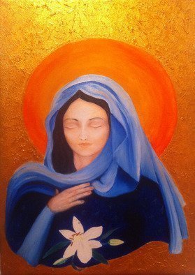 Ges  Eli; New Dawn Mary, 2017, Original Painting Oil, 33 x 41 cm. Artwork description: 241 on caneva, the humility portrait...