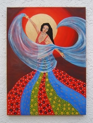 Amans Honigsperger; Blue Veil Dancer, 2012, Original Painting Acrylic, 50 x 70 cm. Artwork description: 241 The idea for the painting came after a friend decided to take up belly- dancing lessons. ...