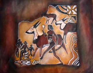 Amans Honigsperger; Rock Painting 2, 2009, Original Painting Acrylic, 40 x 40 cm. Artwork description: 241  African cave drawings framed...