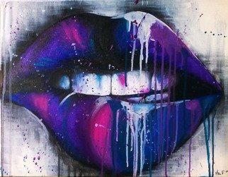 Mel Fiorentino; Metallic Blue Purple Lips, 2014, Original Painting Acrylic, 20 x 16 inches. Artwork description: 241  From the 
