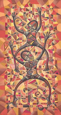 Angu Walters; Lets Dance, 2020, Original Painting Acrylic, 55 x 100 cm. Artwork description: 241 A joyful painting from Central Africa in celebration of traditional African dance.  ...