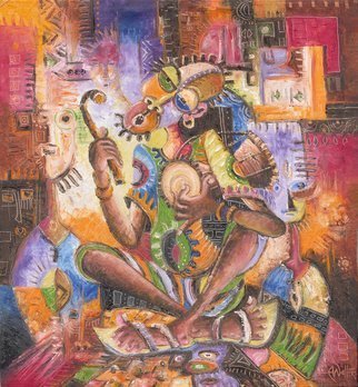 Angu Walters; The Drummer Painting From..., 2007, Original Painting Oil, 21 x 23 inches. Artwork description: 241 This is a highly stylized painting of a drummer.  One of our favorites, as the character is so vivid.  This is a most wonderful painting. ...