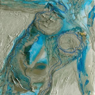 Carla Goldberg; Gaia Dives In, 2009, Original Mixed Media, 24 x 24 inches. Artwork description: 241  This is the beginning of a new series of work that plays with the myths and legends of the River Goddess. It is said that the River Goddess is responsible for the waves in the river. Anger her and she can be vengeful. Gentle ripples come from ...