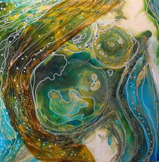 Carla Goldberg; Goddess Of The Spring Swell, 2009, Original Mixed Media, 36 x 36 inches. Artwork description: 241  acrylic and oil paint, paper, beads and ink embedded in multiple layers of resin. ...