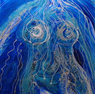 Carla Goldberg; The Goddess Of Pollepel, 2009, Original Mixed Media, 24 x 24 inches. Artwork description: 241  Part of a new series playing with the legends and stories of the river goddess of the Hudson. ...