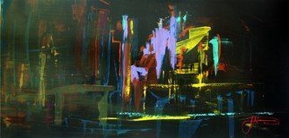 Jack Diamond; SATURDAY NIGHT, 2010, Original Painting Acrylic, 48 x 24 inches. Artwork description: 241  A SATURDAY NIGHT MANHATTAN, JAZZ, BLUES, AQUA BLUE GREEN YELLOW GREEN BLACK. IT' S ABOUT THE FEELING IN YOUR GUT ...