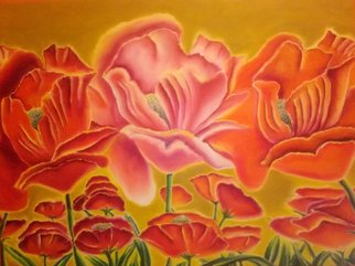 Katie Puenner; Poppy Party, 2015, Original Painting Oil, 36 x 34 inches. Artwork description: 241     This original oil on canvas is illustrative in style and vibrant in color. This gallery wrapped, one of a kind painting would make a great addition to any home or office.    ...