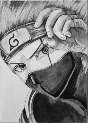 Gurpreet Singh; Kakashi, 2019, Original Drawing Graphite, 8 x 9 inches. Artwork description: 241 Kakashi Hatake has been one of the most complex, long running characters in the Naruto franchise.  Having a big role in all three series, Naruto, Naruto Shippuden, and Boruto Naruto Next Generations. ...