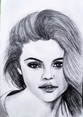Gurpreet Singh; Selena Gomez, 2019, Original Body Art, 7 x 8 inches. Artwork description: 241 Sketch of Selena gomez...