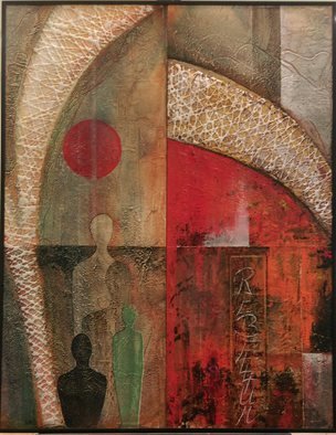 Frank Hoffmann; Rebellium, 2016, Original Mixed Media, 70 x 90 cm. Artwork description: 241  Abstract, redd, real silver leaf, politics, beige, original, one of a kind ...