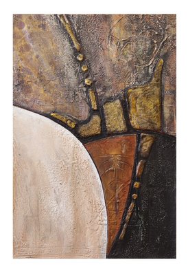 Frank Hoffmann; From Above, 2016, Original Mixed Media, 29 x 43 cm. Artwork description: 241    Abstract, real silver, rust, beige  ...