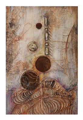 Frank Hoffmann; Nexus, 2016, Original Mixed Media, 29 x 43 cm. Artwork description: 241   Abstract, real silver, rust, beige ...