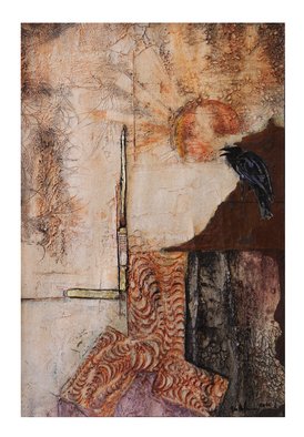 Frank Hoffmann; Ravens Call, 2016, Original Mixed Media, 29 x 43 cm. Artwork description: 241     Abstract, real silver, rust, beige   ...