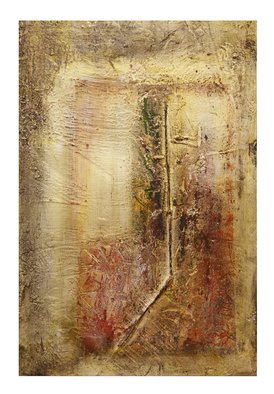 Frank Hoffmann; Silverpole, 2016, Original Mixed Media, 29 x 43 cm. Artwork description: 241       Abstract, real silver, red, golden    ...