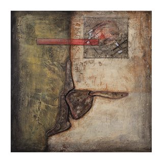 Frank Hoffmann; The Window, 2016, Original Mixed Media, 70 x 70 cm. Artwork description: 241       Abstract, real silver, beige     ...