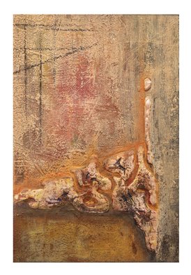 Frank Hoffmann; Trasure, 2016, Original Mixed Media, 29 x 43 cm. Artwork description: 241      Abstract, real silver, rust, dark red   ...