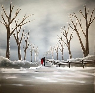 Aisha Haider; After The Snow, 2019, Original Painting Acrylic, 30 x 30 inches. Artwork description: 241 A lovely winter landscape painting showing a couple taking a relaxing and peaceful walk after the snow has fallen. The painting continues over the sides sp it may be hung onto the wall without a frame. The painting has been varnished with gloss for protection. The painting ...
