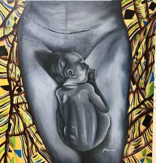 Robert Commey; True Love, 2019, Original Painting Acrylic, 33 x 30 inches. Artwork description: 241 An expression of the strong bond between the mother and the baby. ...