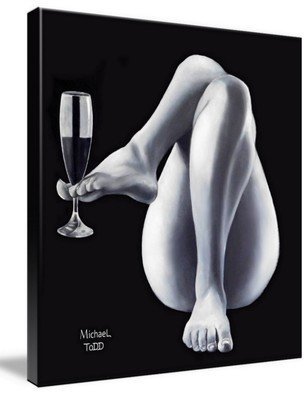 Michael Todd; A Toast To You, 2016, Original Painting Oil, 36 x 36 inches. Artwork description: 241 This painting was my second in a 14 pc. series I titled SensuElle . Legs, wine glass, womans toes and feet, nude, naked, black and white...
