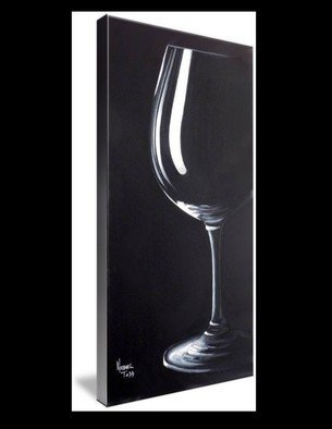 Michael Todd; Vino, 2017, Original Painting Oil, 18 x 36 inches. Artwork description: 241 Wine glass, vino, black and white oil painting...