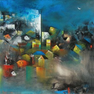 M. Singh; Village Of My Dreams, 2014, Original Painting Acrylic, 30 x 30 inches. Artwork description: 241        modern art, abstract, houses, village, red, blue, yellow, m. singh       ...