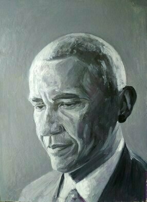 Igor Matselik; Obama, 2022, Original Painting Oil, 30 x 40 cm. Artwork description: 241 cardbord, oil portrait Obama...