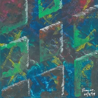 Prayag Jadhav; Hashtag, 2019, Original Painting Acrylic, 4 x 4 inches. Artwork description: 241 Hashtag is one of the most powerful tool in today s world. Here in my painting the colors depict that there is a lot happening around hashtag in the world. ...