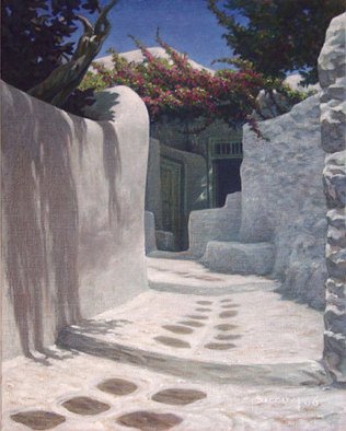 Brian Aurelio Piccini; Cycladic Alley, 2006, Original Painting Acrylic, 40 x 50 cm. Artwork description: 241  mykonos, cyclades, greece...
