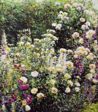 Danko Merin; Dream Garden 3, 2020, Original Painting, 38 x 45 cm. Artwork description: 241 The artwork is painted in the oil on canvas on a wooden board. In the manner of an impressionist landscape, full of colours and fine strokes that complete the composition of the painting. ...