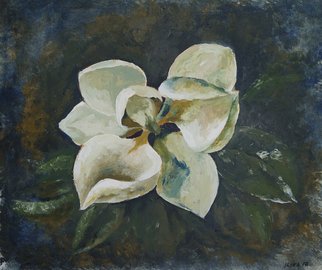 Tatiana Ilina; Magnolia, 2017, Original Painting Acrylic, 35 x 30 cm. Artwork description: 241 wonderful, colors, floral, flower, magnolia, garden, japan garden, green...