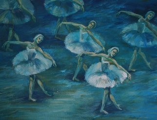 Tatiana Ilina; Swan Lake Ballet, 2018, Original Painting Acrylic, 53 x 41 cm. Artwork description: 241 beautiful, blue, women, wonderful, beautiful women, corps de ballet, dance, swan lake, love, ballerina, ballet...