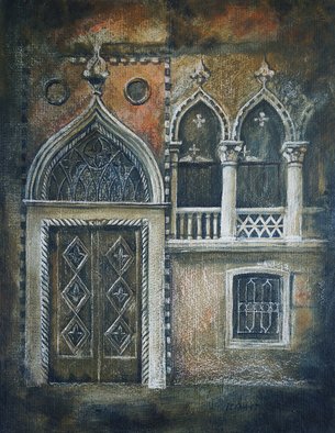 Tatiana Ilina; Venice, 2018, Original Painting Acrylic, 38 x 49 cm. Artwork description: 241 Venice, decay, venetian architecture, architecture, architectural detail, seaborn town, old...