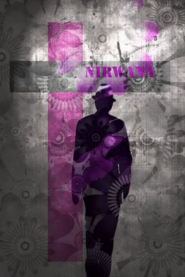 Marlies Odehnal; Nirwana, 2012, Original Digital Art, 60 x 90 cm. Artwork description: 241   Man, cross, cross- fade, violett ...